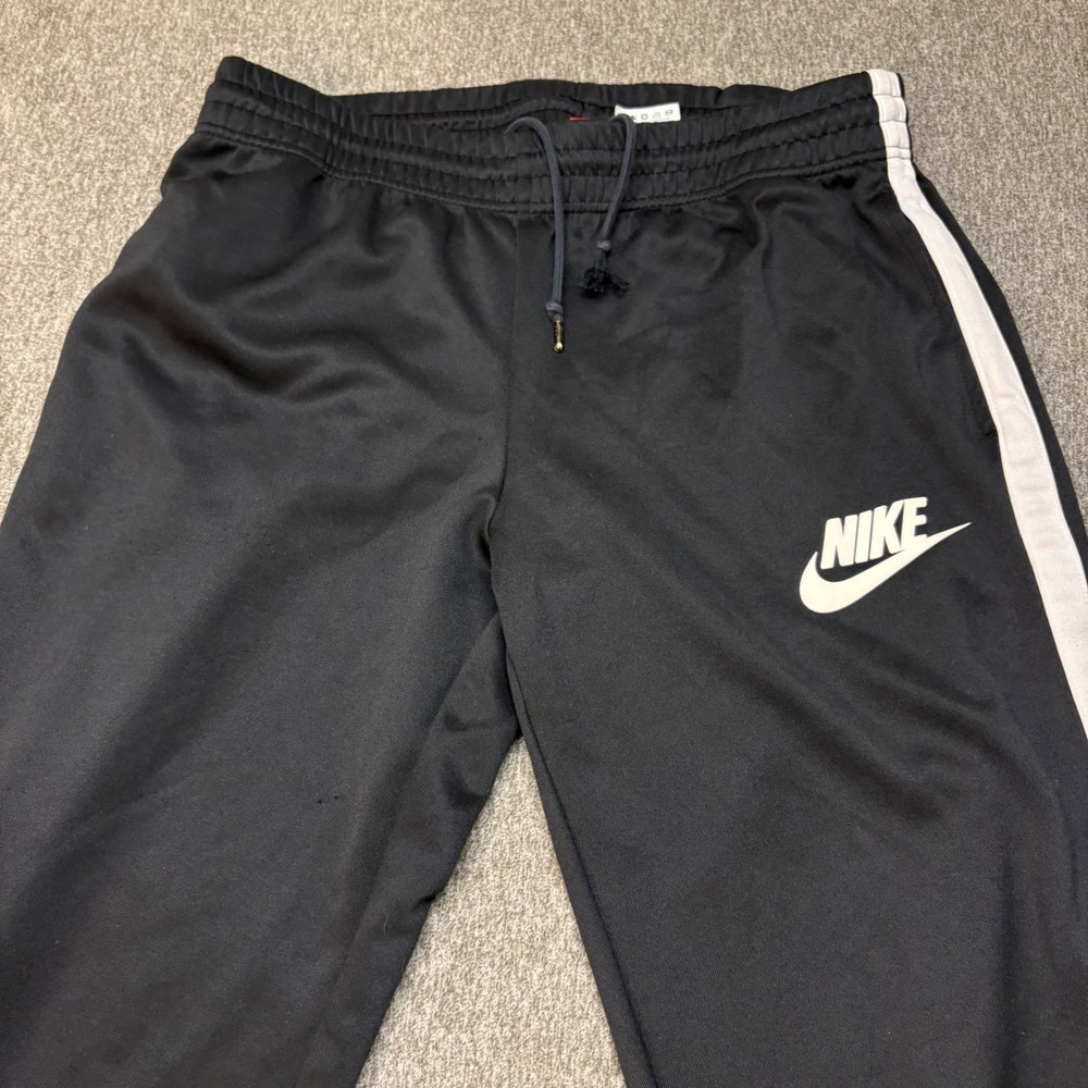Nike Mens Track Pants Black White Side Stripe Logo Joggers Large